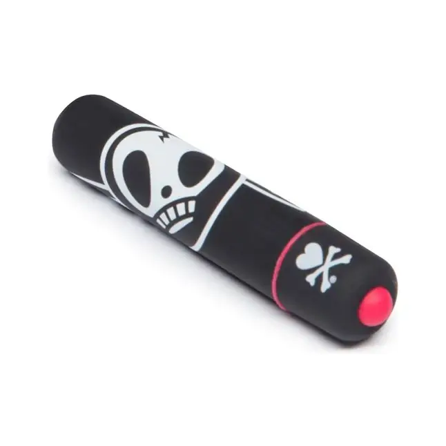 Чёрная вибропуля с принтом MINI BULLET VIBRATOR BONBON. Фотография 2.