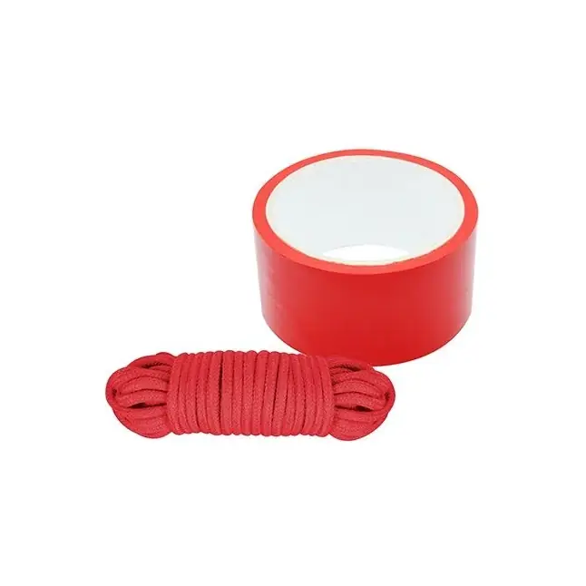 Набор для фиксации BONDX BONDAGE RIBBON LOVE ROPE: красная лента и веревка - BondX
