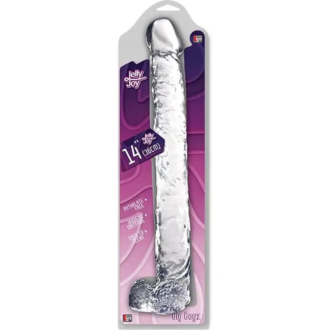 Прозрачный фаллоимитатор-гигант JELLY JOY BIG BOYZ EXTRA LONG CLEAR DONG - 36 см - Jelly Joy. Фотография 2.