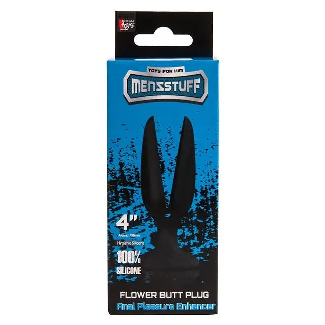 Чёрная пробка-бутон MENZSTUFF FLOWER BUTT PLUG 4INCH - 11 см - MenzStuff. Фотография 2.