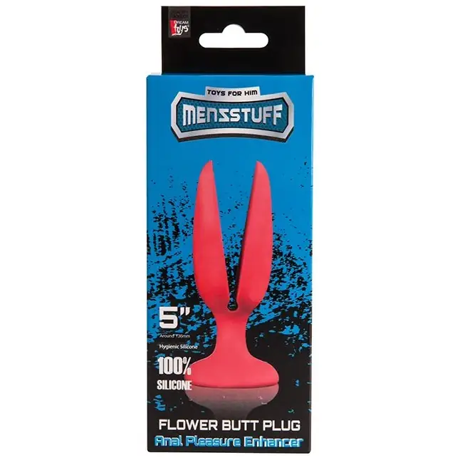 Красная пробка-бутон MENZSTUFF FLOWER BUTT PLUG 5INCH - 13,5 см - MenzStuff. Фотография 2.