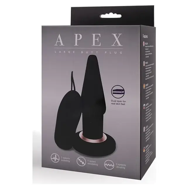 Чёрная анальная вибровтулка APEX BUTT PLUG LARGE BLACK - 15 см. Фотография 2.