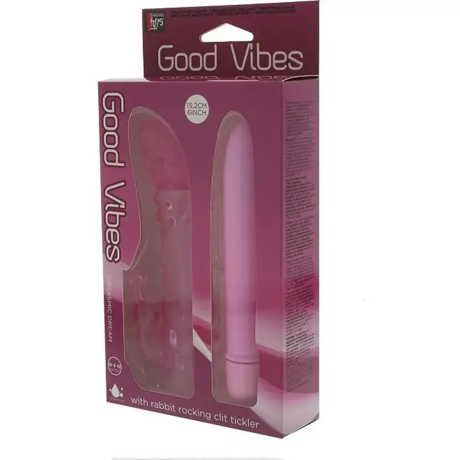 Розовый вибратор с рельефной насадкой GOOD VIBES ORGASMIC DREAM VIBRATOR SET - 15,2 см - Good Vibes. Фотография 2.