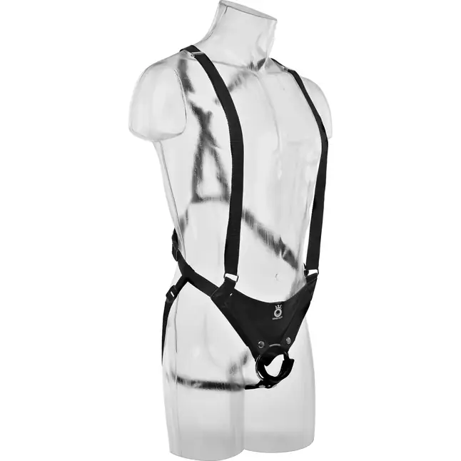 Страпон-система с чёрной насадкой 10 Hollow Strap-On Suspender System - 25 см - King Cock. Фотография 4.