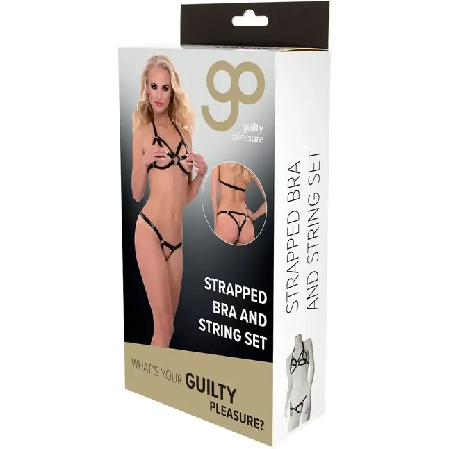 Откровенный комплект из датекса Strapped Bra and String set - Guilty Pleasure. Фотография 4.