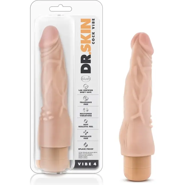 Телесный вибратор-реалистик с шипиками в основании Mr. Skin Cock Vibe 4 - 20,3 см - Dr. Skin. Фотография 6.