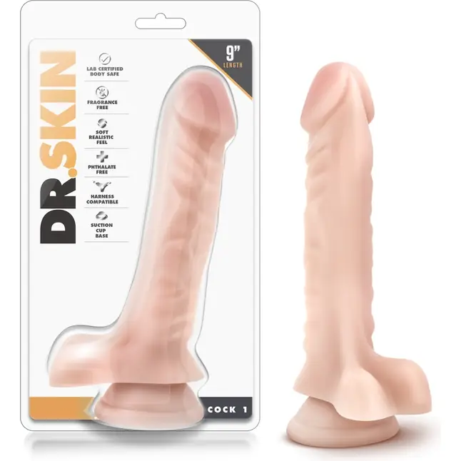 Телесный фаллоимитатор с мошонкой Dr. Skin 9 Inches Cock 1 - 22,86 см - Dr. Skin. Фотография 5.