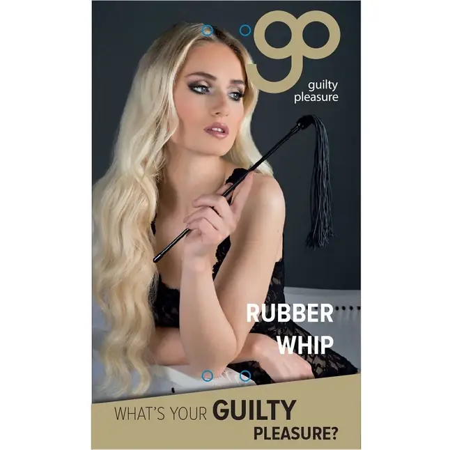 Чёрный стек с резиновой метелкой на конце Rubber Whip - 48 см - Guilty Pleasure. Фотография 3.