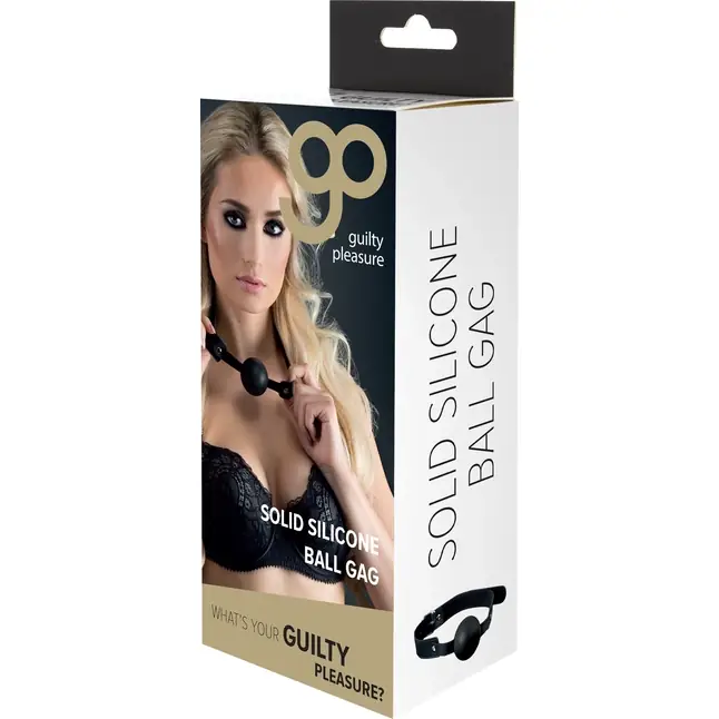 Силиконовый кляп-шар с ремешками из полиуретана Solid Silicone Ball Gag - Guilty Pleasure. Фотография 2.