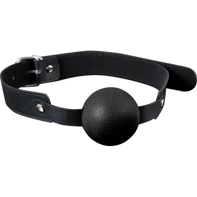 Силиконовый кляп-шар с ремешками из полиуретана Solid Silicone Ball Gag - Guilty Pleasure