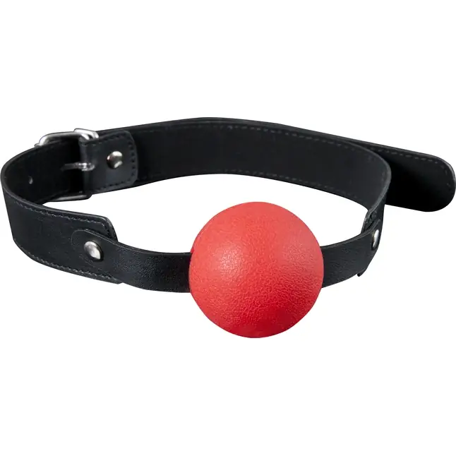 Красный силиконовый кляп-шар с ремешками из полиуретана Solid Silicone Ball Gag - Guilty Pleasure