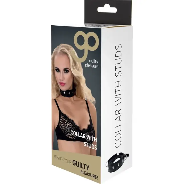 Полиуретановый ошейник с пуклями и D-кольцами Collar with Studs - Guilty Pleasure. Фотография 2.