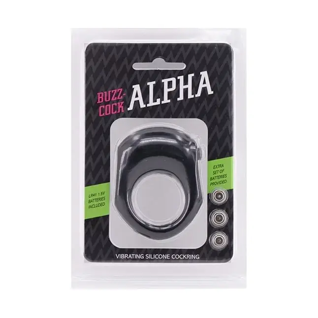 Чёрное эрекционное кольцо с вибрацией BUZZ COCK ALPHA. Фотография 2.