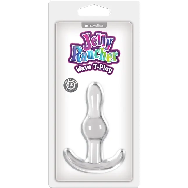 Прозрачная анальная пробка с утолщением посередине Jelly Rancher T-Plug Wave - 9,7 см - Jelly Rancher. Фотография 2.