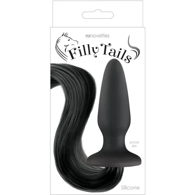 Чёрная анальная пробка с черным хвостом Filly Tails Black - Filly Tails. Фотография 2.