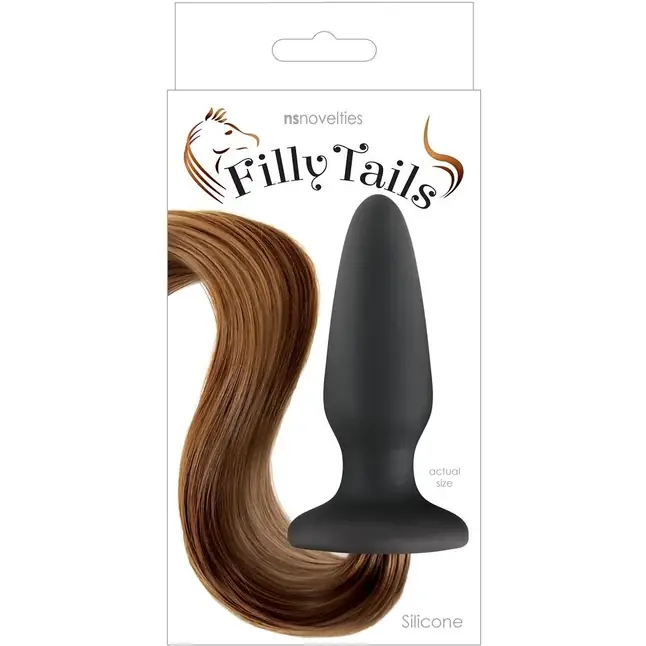Чёрная анальная пробка с каштановым хвостом Filly Tails Chestnut - Filly Tails. Фотография 2.
