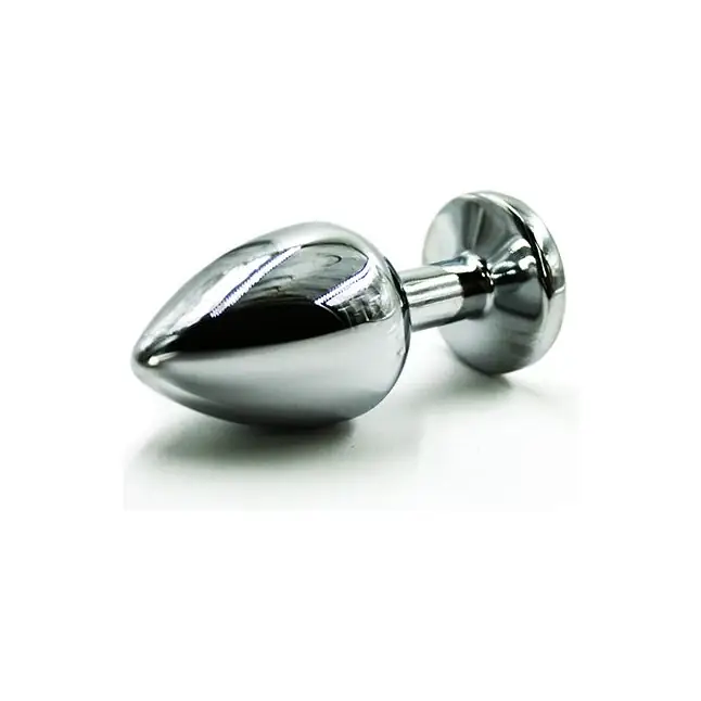 Серебристая алюминиевая анальная пробка с желтым кристаллом - 6 см - Kanikule anal plugs. Фотография 2.