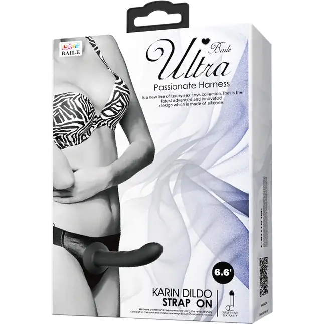 Страпон на эластичных ремнях Ultra Harness Karin Dildo - 16,8 см. Фотография 6.