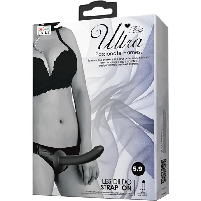 Страпон на эластичных ремнях Ultra Harness Les Dildo - 15 см. Фотография 6.