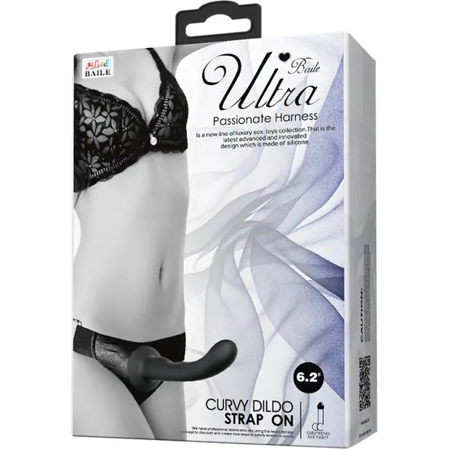 Страпон с изогнутой головкой Ultra Harness Curvy Dildo - 15,8 см. Фотография 6.