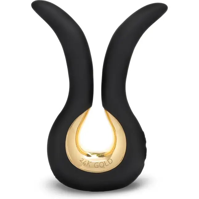 Чёрный сплит-вибратор Gvibe Mini Gold с покрытием золотом