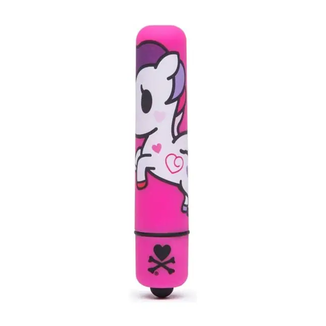 Розовая вибропуля с веселым принтом MINI BULLET VIBRATOR PINK UNICORN