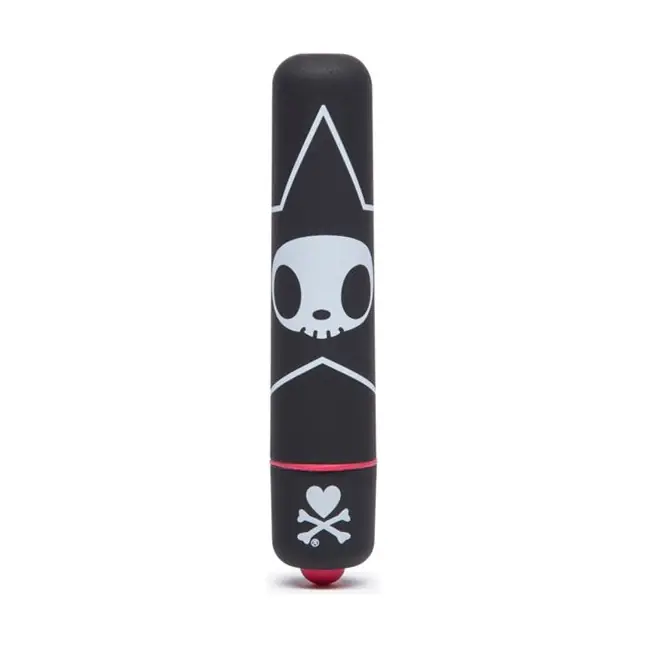 Чёрная вибропуля с черепушкой MINI BULLET VIBRATOR STAR