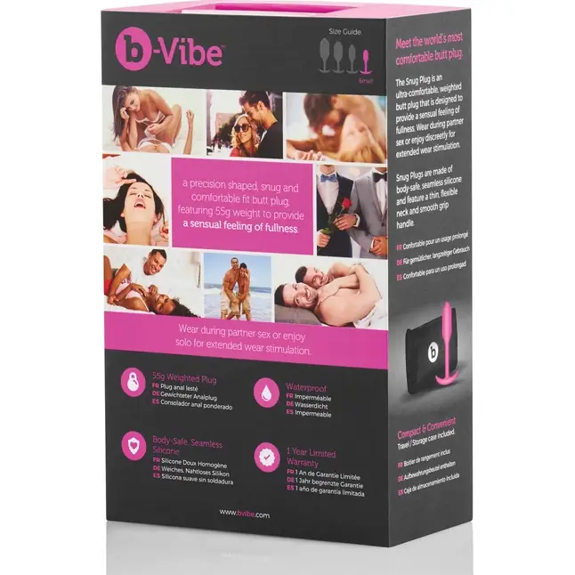 Розовая пробка для ношения B-vibe Snug Plug 1 - 9,4 см. Фотография 6.
