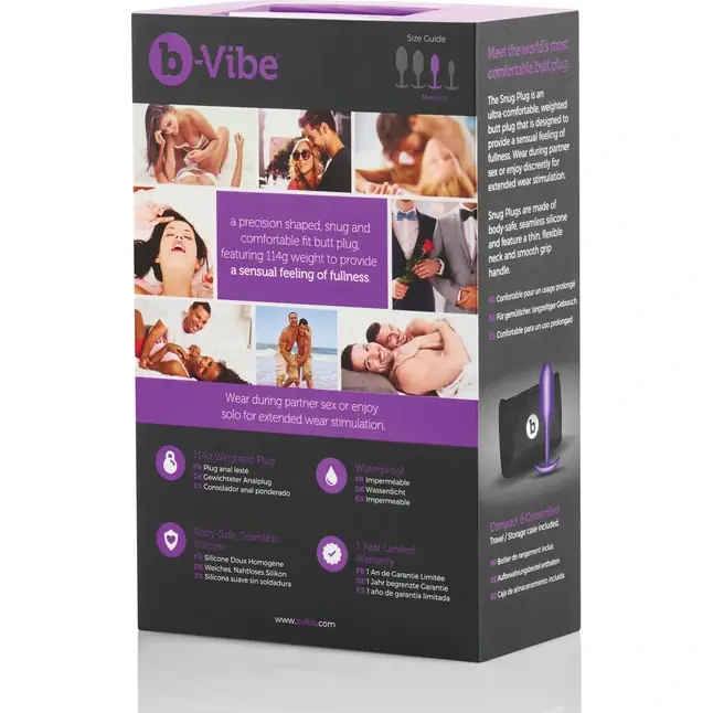 Фиолетовая пробка для ношения B-vibe Snug Plug 2 - 11,4 см. Фотография 6.