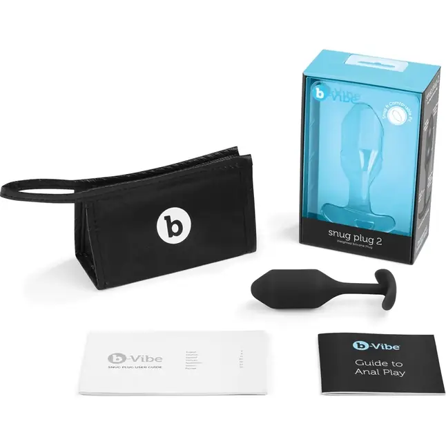 Чёрная пробка для ношения B-vibe Snug Plug 2 - 11,4 см. Фотография 5.