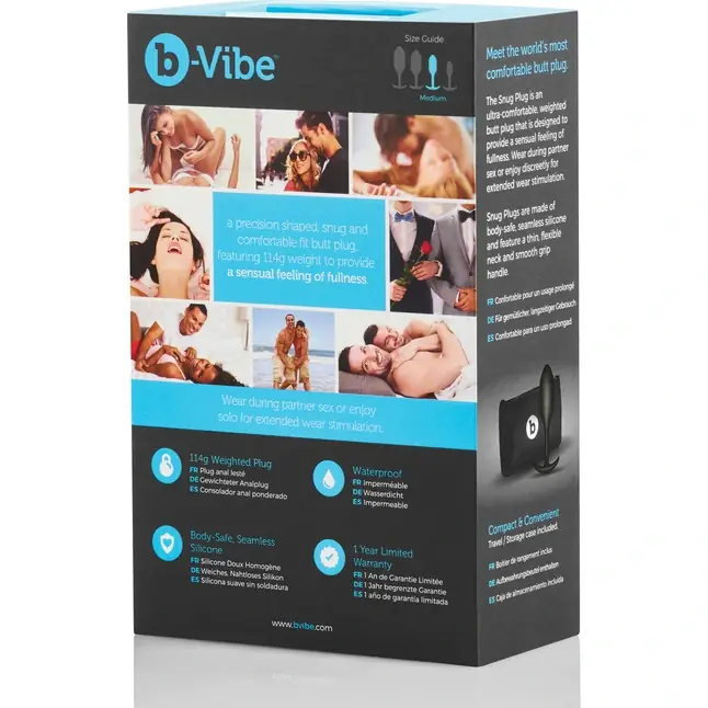 Чёрная пробка для ношения B-vibe Snug Plug 2 - 11,4 см. Фотография 6.