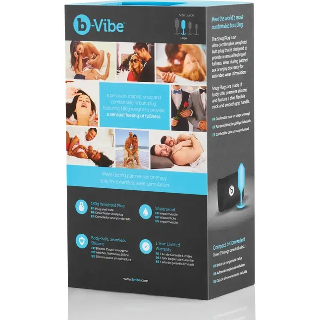 Голубая пробка для ношения B-vibe Snug Plug 3 - 12,7 см. Фотография 7.