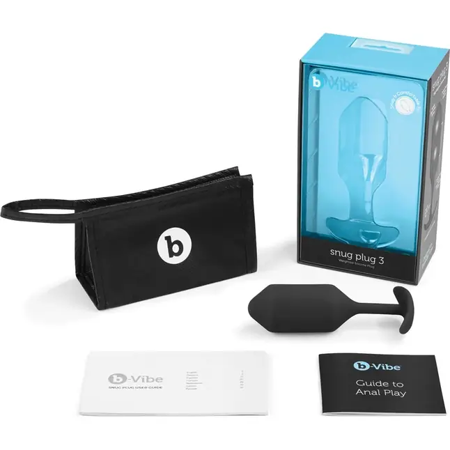 Чёрная пробка для ношения B-vibe Snug Plug 3 - 12,7 см. Фотография 5.