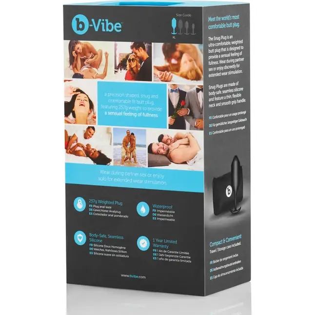 Чёрная пробка для ношения B-vibe Snug Plug 4 - 14 см. Фотография 7.