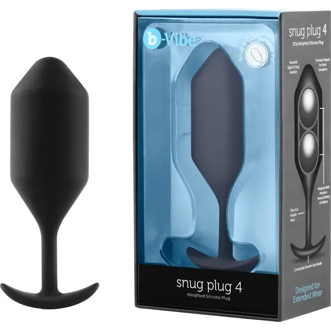 Чёрная пробка для ношения B-vibe Snug Plug 4 - 14 см
