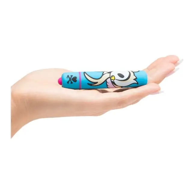 Голубая вибропуля с птичкой MINI BULLET VIBRATOR BLUE SPRINKLES. Фотография 2.