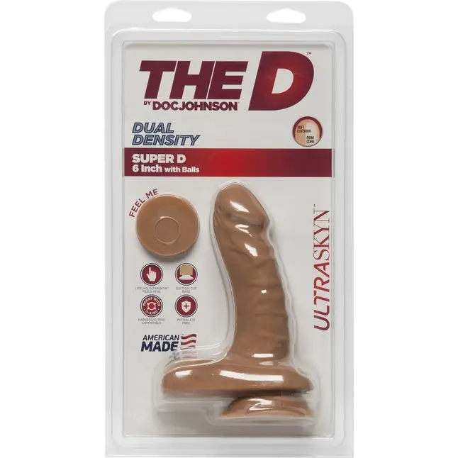 Бежевый фаллоимитатор с мошонкой на присоске The D Super D 6 Caramel - 16,5 см - The D. Фотография 2.