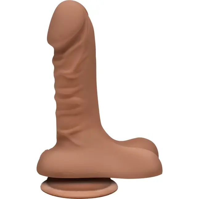 Бежевый фаллоимитатор с мошонкой на присоске The D Super D 6 Caramel - 16,5 см - The D
