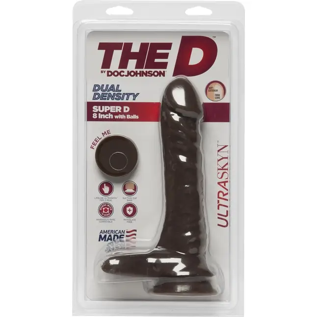 Коричневый фаллоимитатор с мошонкой на присоске The D Super D 8 Chocolate - 20,3 см - The D. Фотография 2.