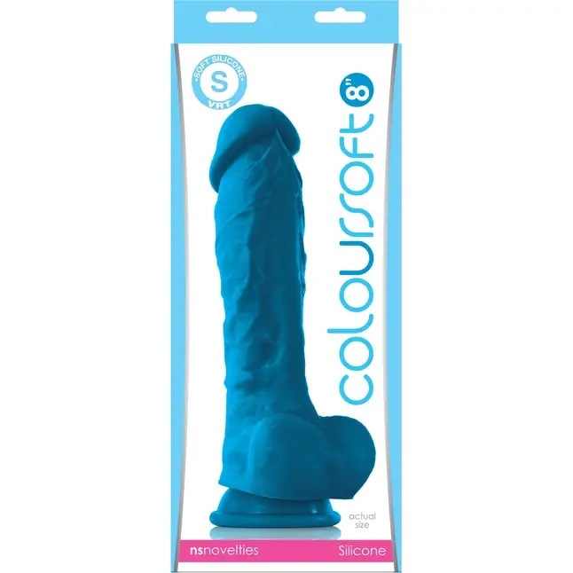 Голубой фаллоимитатор на присоске ColourSoft 8 Soft Dildo - 23,5 см - ColourSoft. Фотография 2.