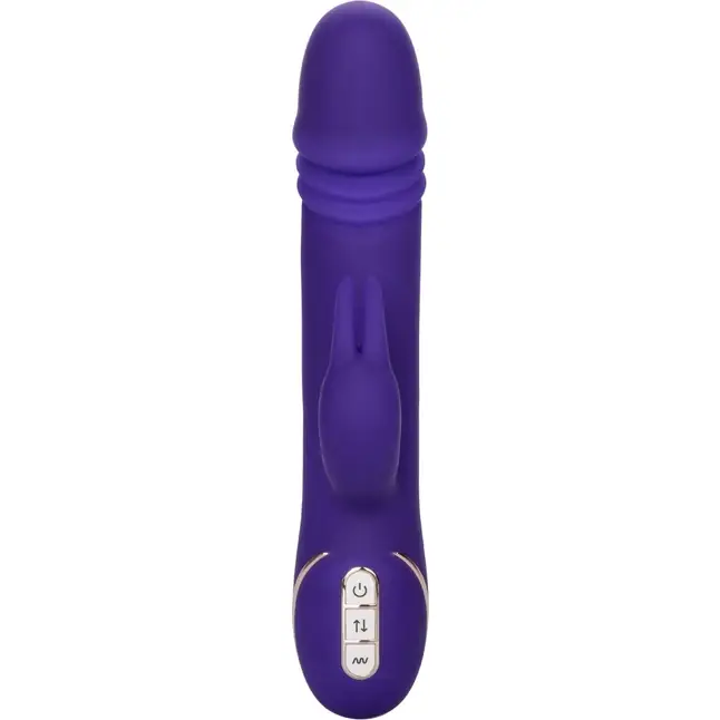 Фиолетовый вибратор с поступательным движением Jack Rabbit Signature Silicone Thrusting Rabbit - 20 см - Jack Rabbits. Фотография 2.