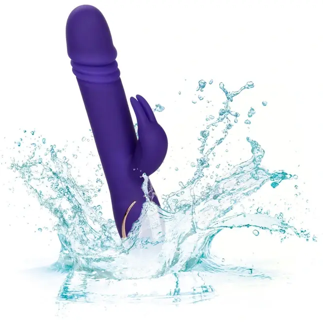 Фиолетовый вибратор с поступательным движением Jack Rabbit Signature Silicone Thrusting Rabbit - 20 см - Jack Rabbits. Фотография 7.