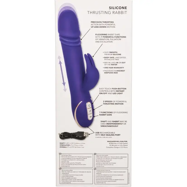Фиолетовый вибратор с поступательным движением Jack Rabbit Signature Silicone Thrusting Rabbit - 20 см - Jack Rabbits. Фотография 9.