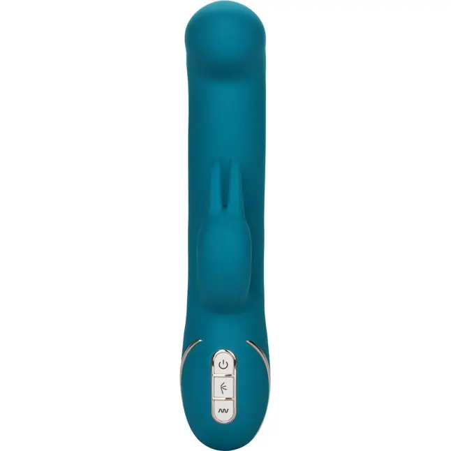 Бирюзовый вибратор с изогнутой головкой Jack Rabbit Signature Silicone Rocking G Rabbit - 20 см - Jack Rabbits. Фотография 2.