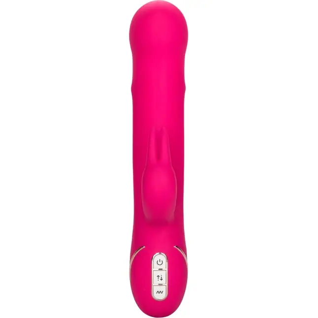 Ярко-розовый вибратор Jack Rabbit Signature Silicone Beaded Rabbit - 23 см - Jack Rabbits. Фотография 2.