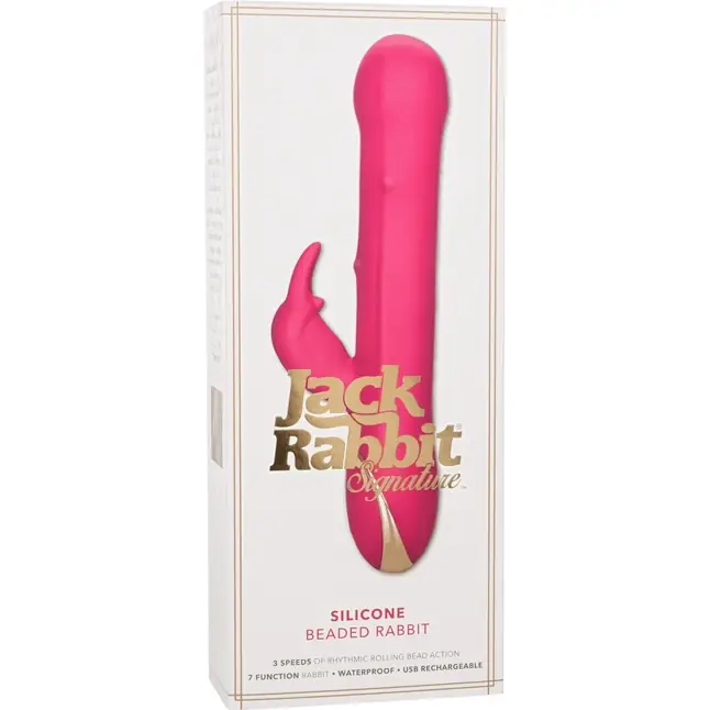 Ярко-розовый вибратор Jack Rabbit Signature Silicone Beaded Rabbit - 23 см - Jack Rabbits. Фотография 10.