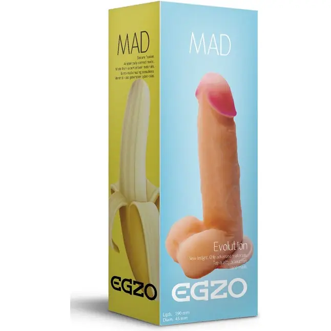 Телесный фаллоимитатор Mad Banana из киберкожи с присоской - 19 см