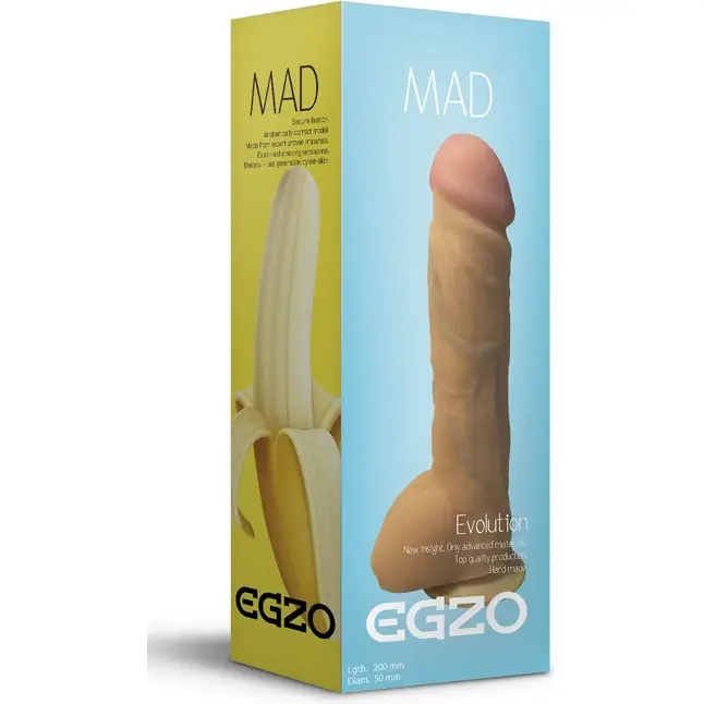 Большой реалистичный фаллоимитатор Mad Banana с мошонкой - 23,5 см