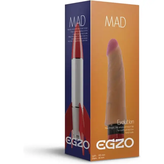Реалистичный мультискоростной вибратор без мошонки Mad Rocket - 18,5 см. Фотография 2.