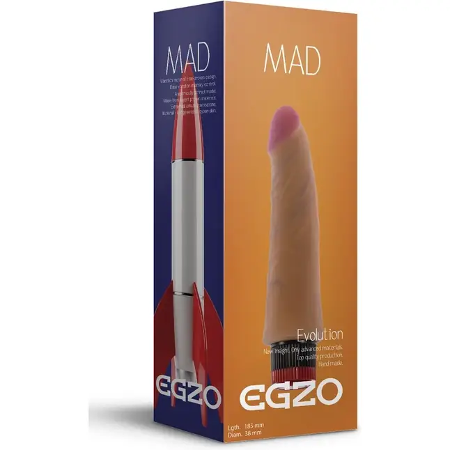 Реалистичный мультискоростной вибратор без мошонки Mad Rocket - 18,5 см